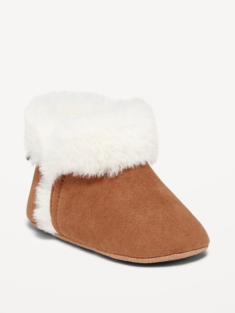 Old Navy Cozy Faux-Fur Baby Booties in Cognac